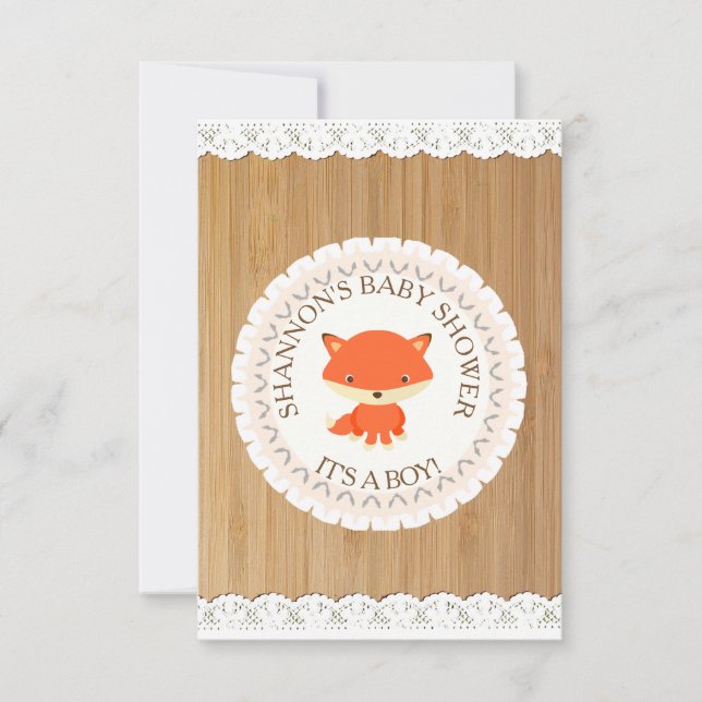 Cute Woodlands Animaux Fox Baby shower Invitation (Devant)