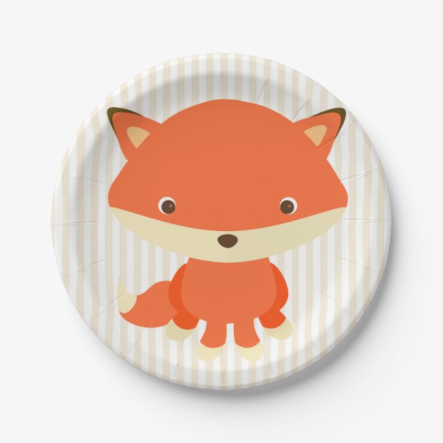 Cute Woodlands Creature Fox Party Cake Plate (Front)