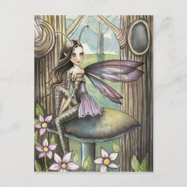 Cute Woods Fairy on Mushroom Flower Faeri Postcard (Front)