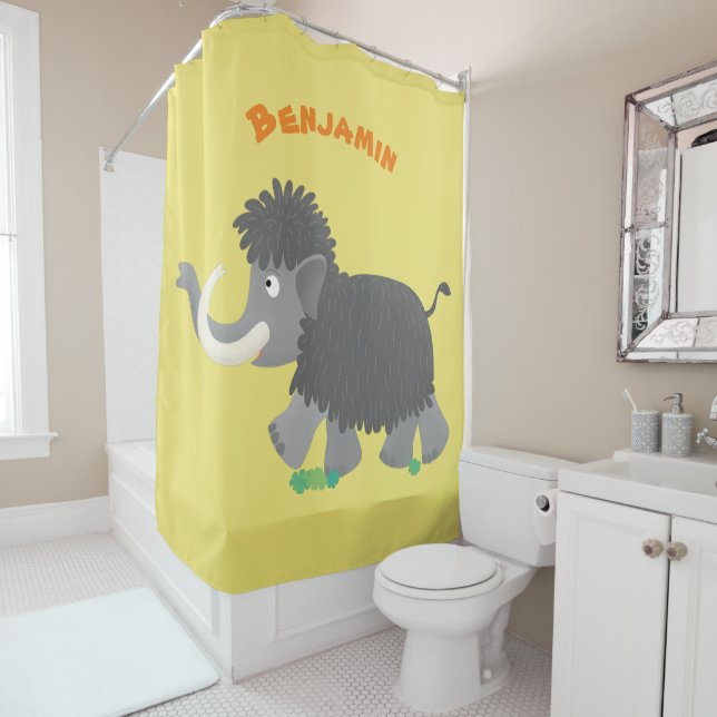 Cute woolly mammoth cartoon illustration (In Situ)