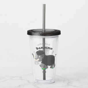 Cute woolly mammoth cartoon illustration acrylic tumbler