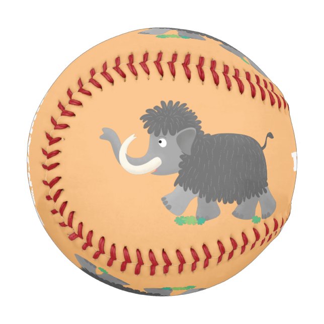 Cute woolly mammoth cartoon illustration baseball (Front Left)