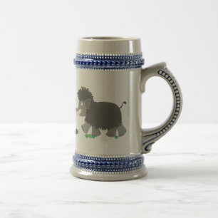 Cute woolly mammoth cartoon illustration beer stein