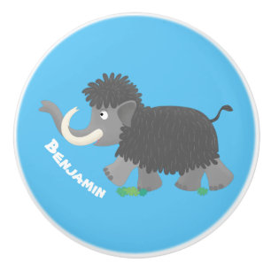 Cute woolly mammoth cartoon illustration ceramic knob