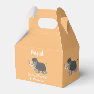 Cute woolly mammoth cartoon illustration favor box