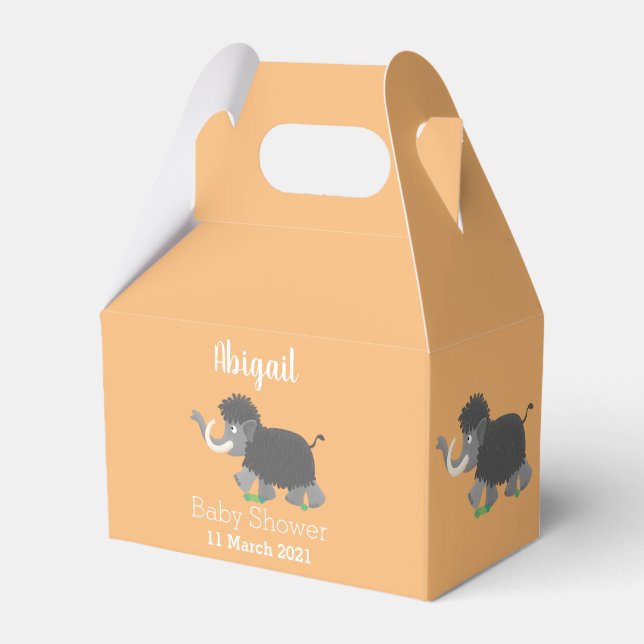 Cute woolly mammoth cartoon illustration favor box (Front Side)