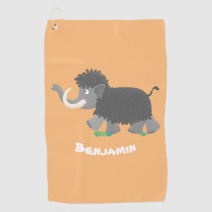 Cute woolly mammoth cartoon illustration  golf towel