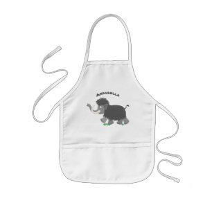 Cute woolly mammoth cartoon illustration kids apron