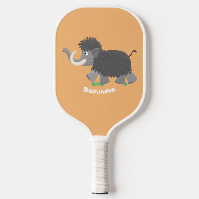 Cute woolly mammoth cartoon illustration  pickleball paddle (Front)