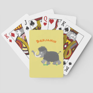 Cute woolly mammoth cartoon illustration playing cards
