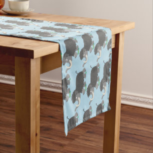Cute woolly mammoth cartoon illustration short table runner