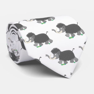 Cute woolly mammoth cartoon illustration tie