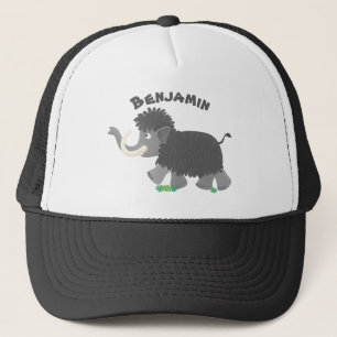 Cute woolly mammoth cartoon illustration trucker hat