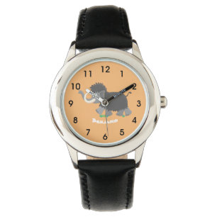 Cute woolly mammoth cartoon illustration watch