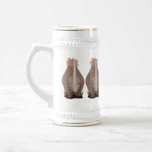 Cute woolly rhino elasmotherium cartoon beer stein
