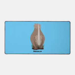 Cute woolly rhino elasmotherium cartoon desk mat