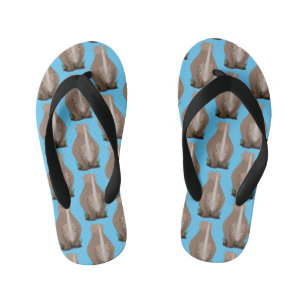 Cute woolly rhino elasmotherium cartoon kid's flip flops