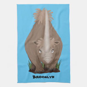 Cute woolly rhino elasmotherium cartoon kitchen towel