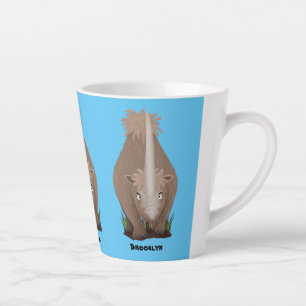 Cute woolly rhino elasmotherium cartoon latte mug