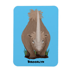 Cute woolly rhino elasmotherium cartoon magnet