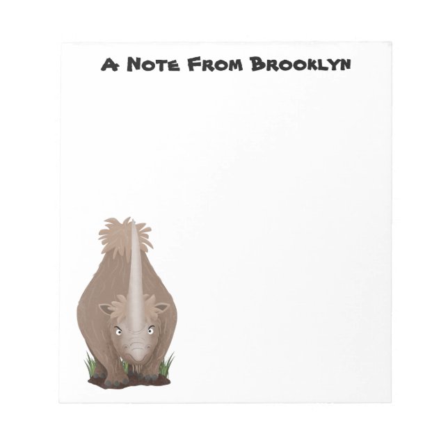 Cute woolly rhino elasmotherium cartoon notepad (Front)