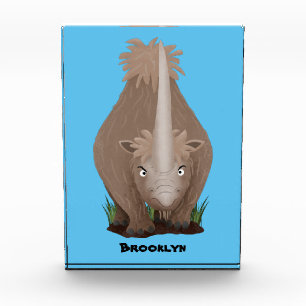 Cute woolly rhino elasmotherium cartoon photo block