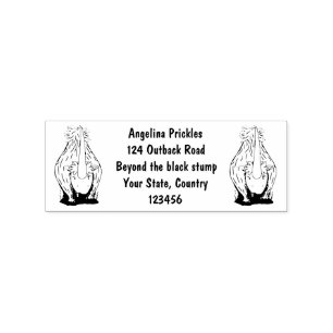 Cute woolly rhino elasmotherium cartoon rubber stamp