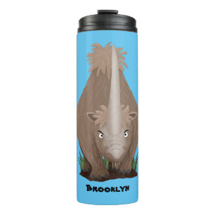 Cute woolly rhino elasmotherium cartoon thermal tumbler