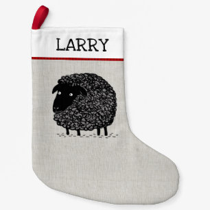 Cute Wooly Black Sheep Cartoon Fun Custom Xmas Small Christmas Stocking