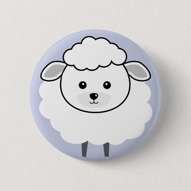 Cute Wooly Lamb Face 2 Inch Round Button (Front)