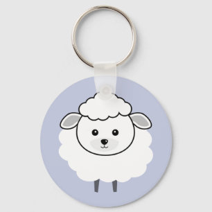 Cute Wooly Lamb Face Keychain