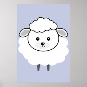 Cute Wooly Lamb Face Poster