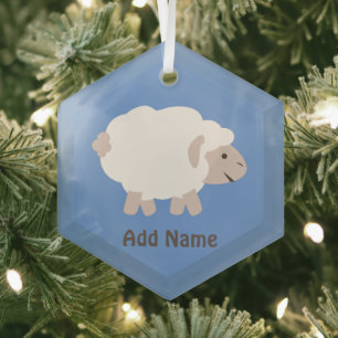 Cute Wooly Lamb Glass Ornament