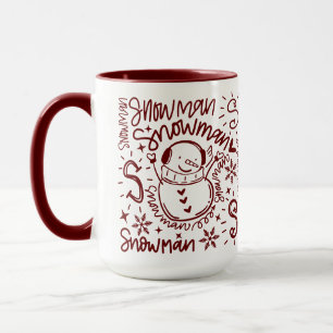 Cute Word Art Snowman Mug