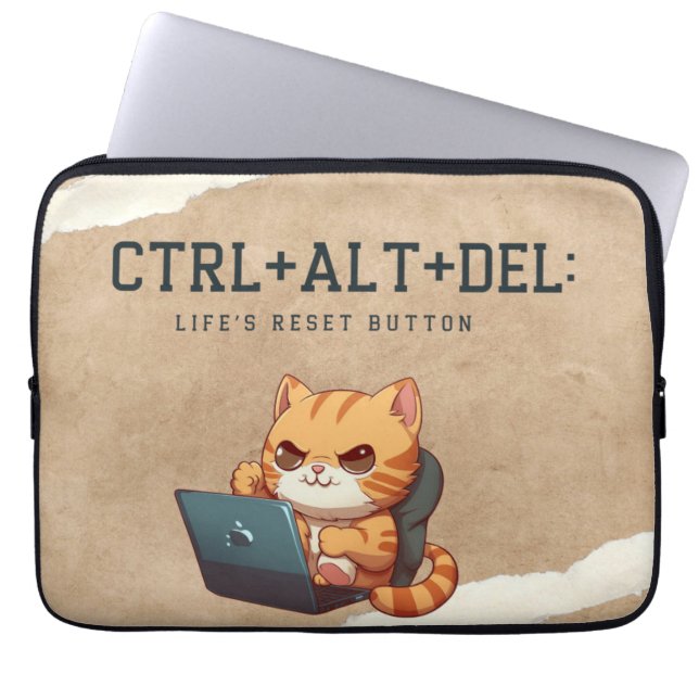 Cute Workaholic cat laptop sleeve (Front)