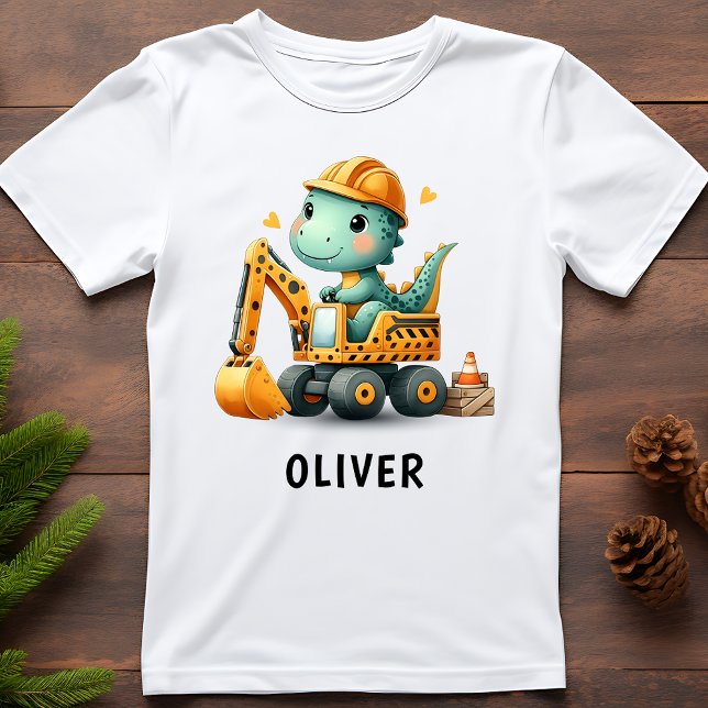 Cute Worker Dinosaur on an Excavator T-Shirt (Creator Uploaded)