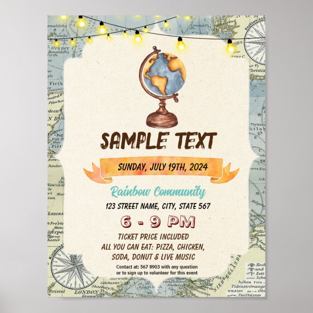 Cute World globe theme flyer Poster (Front)