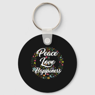 Cute World Peace Love Happiness Peace Sign Hippie Keychain