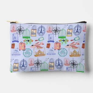Cute World Traveller Collage Accessory Pouch