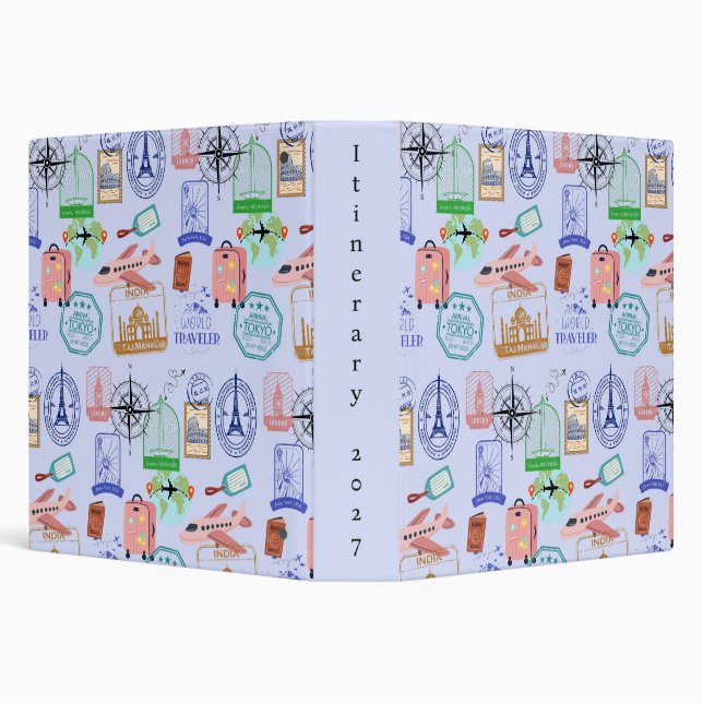 Cute World Traveller Collage Binder (Background)