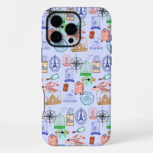 Cute World Traveller Collage iPhone 16 Pro Max Case