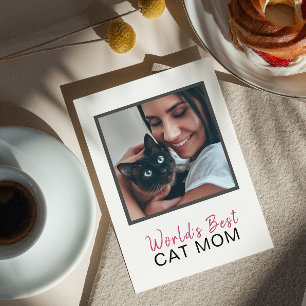 Cute World's Best Cat Mom Photo Mother's Day Card