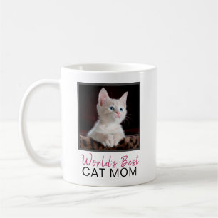 Cute World's Best Cat Mom Square Cat Photo Coffee Mug