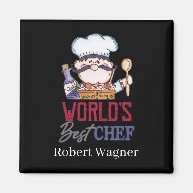 Cute world's best chef add name magnet (Front)