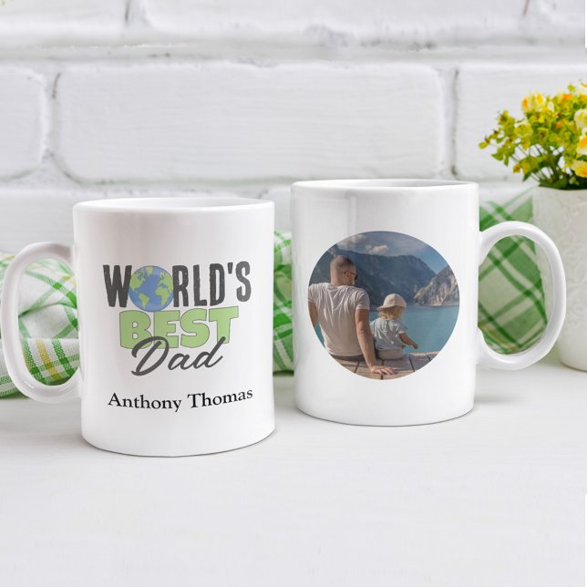 Cute World's Best Dad Custom Coffee Mug (Worlds Best Dad custom photo mug.)