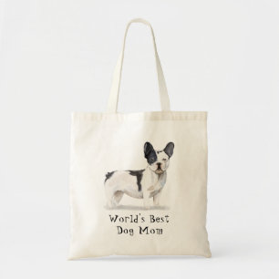 Cute World's Best Dog Mom Watercolor Frenchie Dog Tote Bag