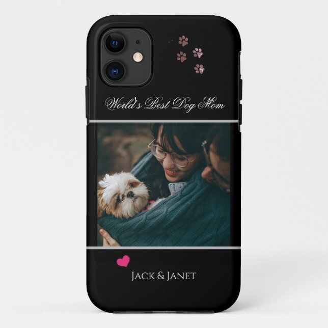 Cute World's Best Mom | Dog Paw with Heart Case-Mate iPhone Case (Back)