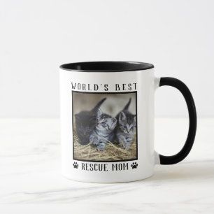 Cute World's Best Rescue Mom Paw Prints Pet Photo Mug