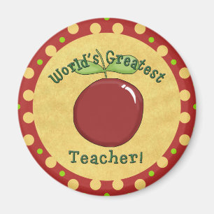 Cute World's Greatest Teacher with Apple & Dots Magnet