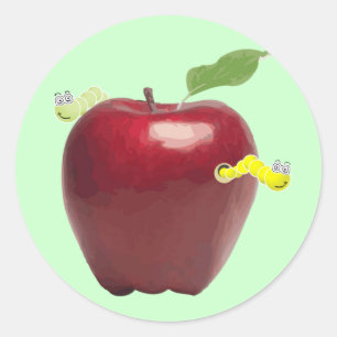 Cute Worms in an Apple Sticker